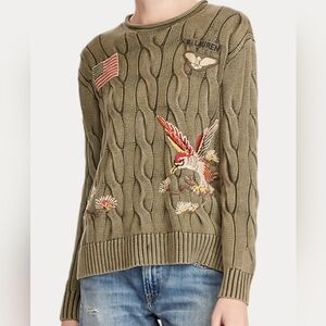 Rare Ralph Lauren Embroidered Cable Sweater